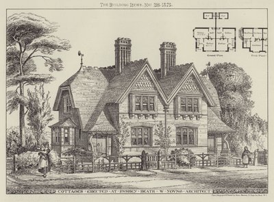 Cottages érigés à Bushey Heath (gravure) - English School