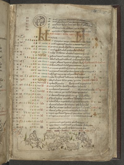 Page de calendrier pour mai : Bergers et troupeau - English School