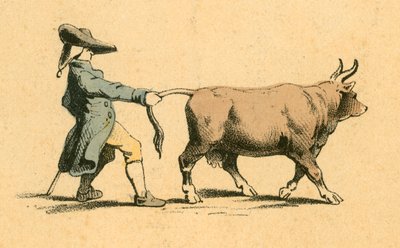 Vache tirant un homme - English School