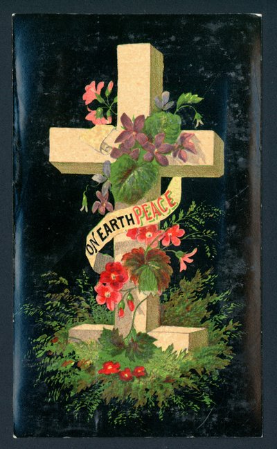 Croix avec des fleurs, Carte de Noël - English School