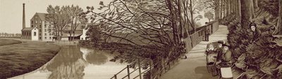 Croydon : Chemin de bride vers Beddington par la rivière Wandle, Waddon Mills - English School