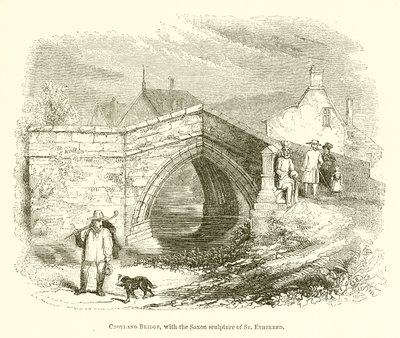 Pont de Croyland, avec la sculpture saxonne de Sainte Ethelred - English School