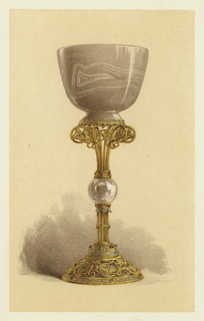 Coupe ou calice en onyx oriental monté en or émaillé - English School