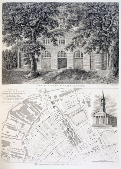 Cupers Gardens, Lambeth, gravé par Bartholemew Howlett, 1746 - English School