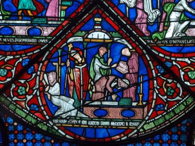 Guérison des filles de Godbald de Boxley, début du 13ème siècle - English School