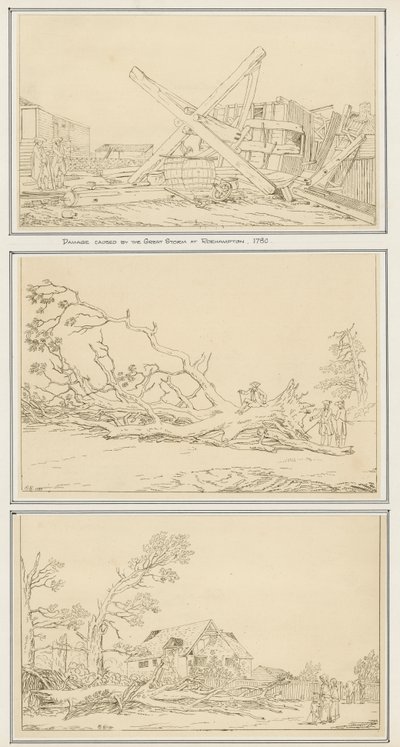 Dégâts causés par la grande tempête à Roehampton, 1780 - English School