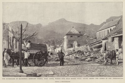 Dégâts sur Rempart Street, Port Louis, causés par le cyclone de Maurice de 1892 - English School