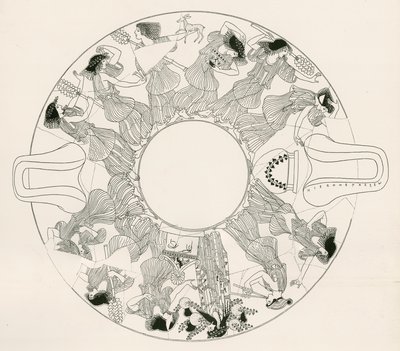 Danse des maénades avec Dionysos (gravure) - English School