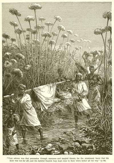 David Livingstone sur une civière - English School