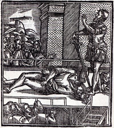 Mort par décapitation (gravure sur bois) - English School