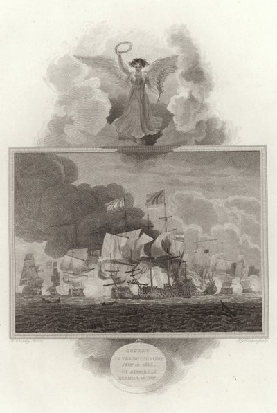 Défaite de la flotte hollandaise, 13 juillet 1653, par les amiraux Blake et Monk - English School