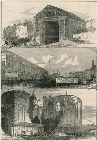 Démolitions pour les extensions du Great Eastern Railway à Broad Street - English School
