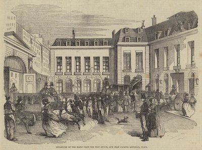 Départ des courriers de la poste, Rue Jean Jacques Rousseau, Paris - English School