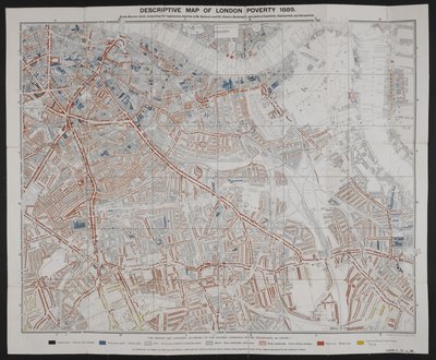 Carte descriptive de la pauvreté à Londres, par Charles Booth - English School