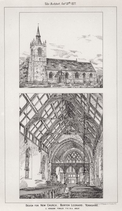 Design pour la nouvelle église, Burton Leonard, Yorkshire - English School