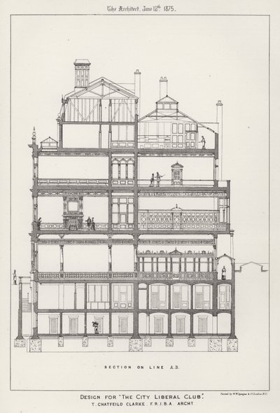 Projet pour "The City Liberal Club" (gravure) - English School