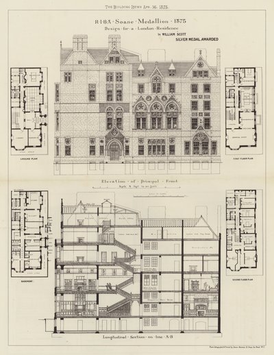 Conception pour une résidence londonienne (gravure) - English School