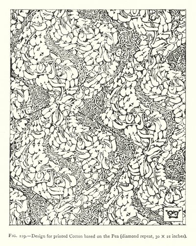 Conception pour coton imprimé basé sur le pois, répétition en losange, 30 × 21 pouces - English School
