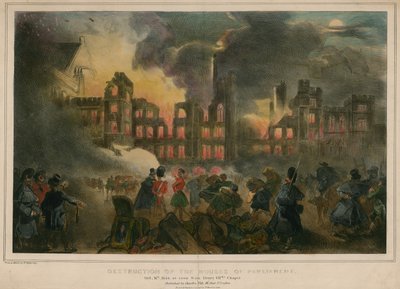 Destruction par le feu des Chambres du Parlement le 16 octobre 1834, vue depuis la chapelle d