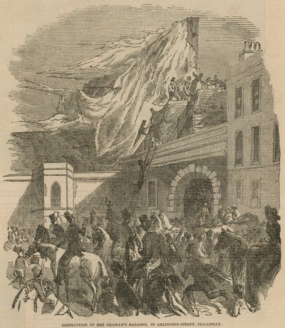 Destruction du ballon de Mme Graham à Arlington Street, Piccadilly - English School