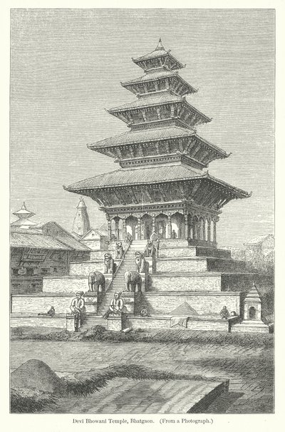 Temple Devi Bhowani, Bhatgaon (gravure) - English School