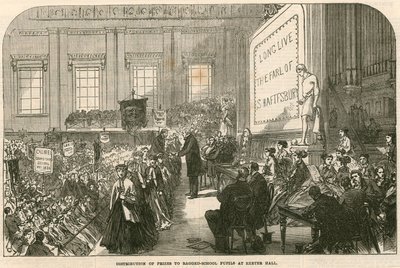 Distribution des prix aux élèves des écoles de fortune à Exeter Hall, Strand, Londres - English School