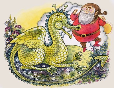 Dragon avec homme barbu dodu - English School