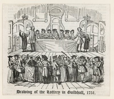 Tirage de la loterie à Guildhall, 1751 - English School