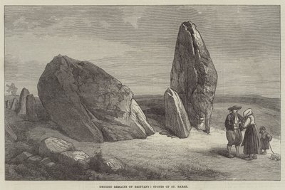 Vestiges druidiques de Bretagne, pierres de Sainte-Barbe (gravure) - English School