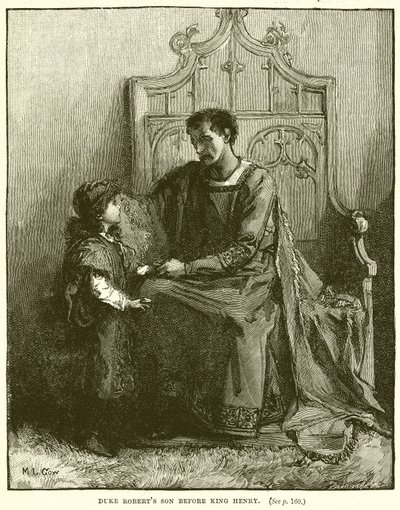Le fils du duc Robert devant le roi Henri - English School