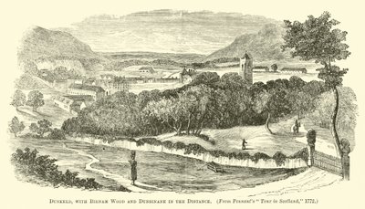 Dunkeld, avec Birnam Wood et Dunsinane au loin - English School