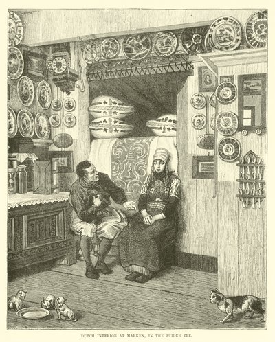 Intérieur hollandais à Marken, dans le Zuiderzee - English School