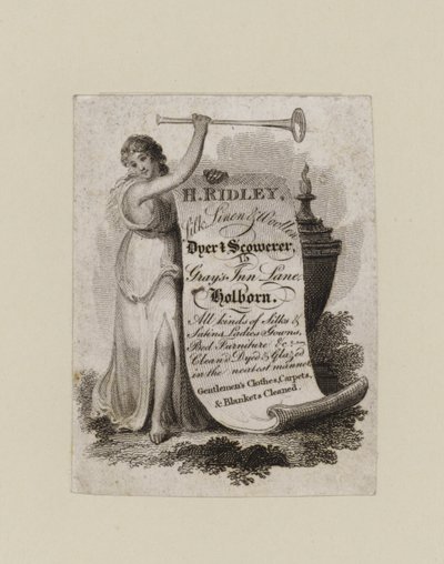 Teinturier et nettoyeur, H Ridley, carte de visite - English School