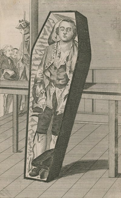 Earl Ferrers dans son cercueil à Surgeons Hall - English School