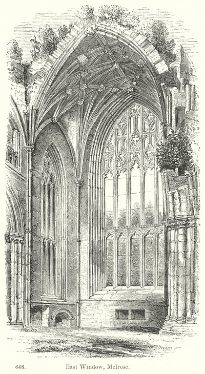 Fenêtre Est, Melrose (gravure) - English School