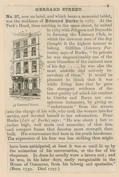 Edmund Burke et 37 Gerrard Street - English School