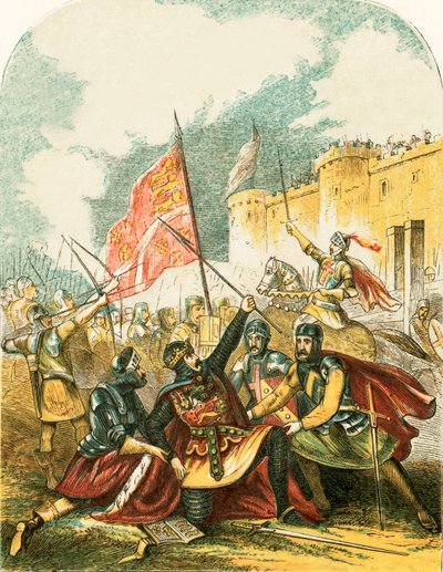 Édouard Ier brandissant le javelot et jurant qu