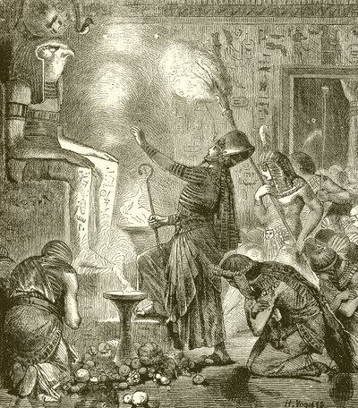 Roi égyptien adorant dans un temple - English School