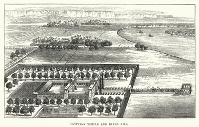 Temple égyptien et le Nil (gravure) - English School