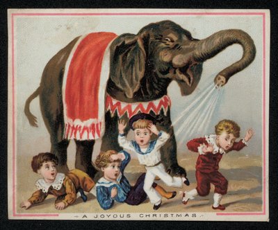 Éléphant arrosant joyeusement des enfants avec de l