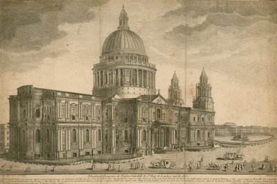 Élévation et perspective de la cathédrale Saint-Paul, Londres - English School
