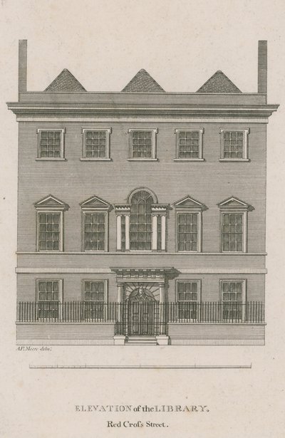 Élévation de la bibliothèque, Red Cross Street, Londres - English School