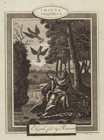 Élie nourri par les corbeaux, I Rois, Chapitre XVII, Verset 6 - English School