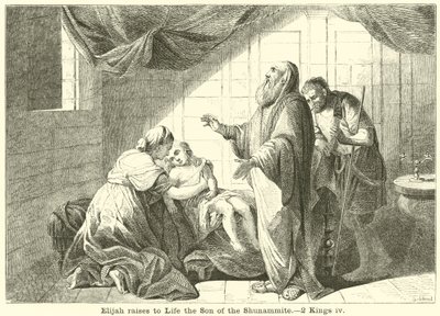 Élie ressuscite le fils de la Sunamite, 2 Rois, iv - English School