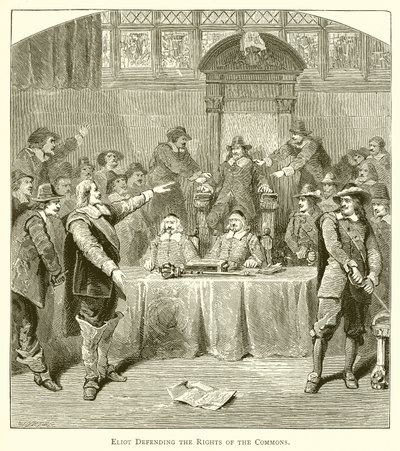 Eliot défendant les droits des Communes - English School
