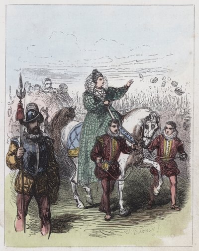 Élisabeth passant en revue les troupes à Tilbury - English School