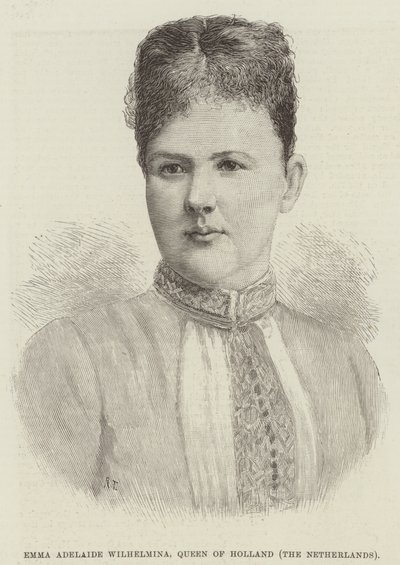Emma Adelaide Wilhelmina, reine des Pays-Bas (gravure) - English School