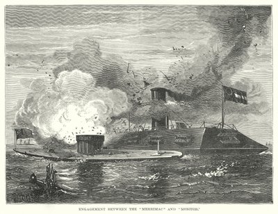 Engagement entre le "Merrimac" et le "Monitor" (gravure) - English School