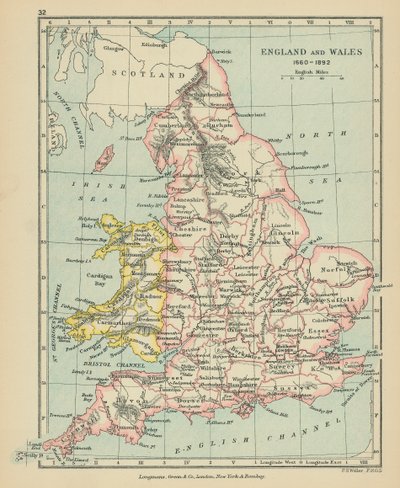 Angleterre et Pays de Galles (lithographie couleur) - English School