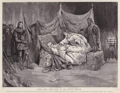 Acteurs anglais Henry Irving et Ellen Terry dans une production du Roi Lear de Shakespeare au Lyceum Theatre, Londres - English School